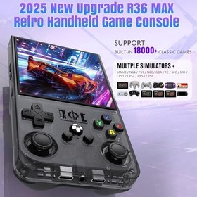 Resim 2025 Yeni Yükseltme R36MAX Retro El Oyun Konsolu ile 64G Dahili 18000+ Klasik Oyunlar, Taşınabilir El Tipi Açık Kaynak Linux Sistemi 4.0-inç 4k HD IPS Ekran Video Oynatıcı (Siyah MAX 64GB) 