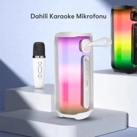 Resim Newface Pluse 5 Mikrofonlu Rgb Kablosuz Hoparlör - Beyaz Drstr 