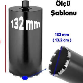 Resim Badem10 Elmas Karot Ucu 132 mm Shun Beton Zemin Duvar Delme Delik Açma Panç Aparat Uç Deprem Numune Al Test 