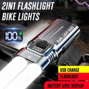Resim Super Parlak Alüminyum LED Bisiklet Işığı, USB Hızlı Şarj, Pil Seviye Göstergeli ve Acil Durum Lambası, Kolay Kurulumlu Döngü İpi Kapatma, 4 Aydınlatma Modu, Açık Hava Sürüşü, Yürüyüş, Kampçılık ve Dış Mekan Aydınlatması İçin Uygun 