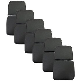 Resim Knsz minder seti 6 lı zng&mğr&uslu syh suni deri tel bar sandalyesi oturma ve sırt minderi set 