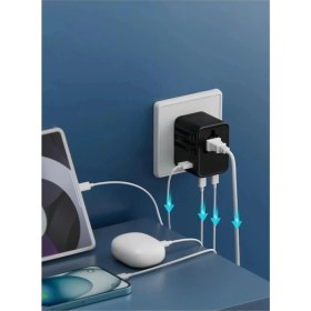 Resim 25W Evrensel Seyahat Adaptörü, Eu/us/uk/au Priz Dönüştürücü, 1x Usb, 2x Type-C Hızlı Şarj 