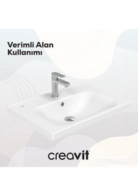 Resim Creavit Eksen Etajerli Lavabo 65 Cm Beyaz Ek065-00cb00e-0000 