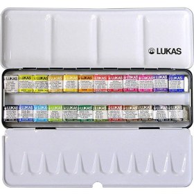 Resim Lukas Aquarell Profesyonel Tablet Sulu Boya Seti 24 Renk Metal Ku 