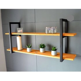 Resim Genel Markalar Umutpark Metal Ahşap Duvar Rafı. 