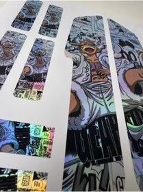 Resim ca kay bu One Piece Luffy Bisiklet Sticker Seti 9 Parça - Renkli Maşa Kadro Etiketi Hologram 
