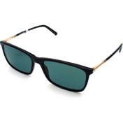 Resim Mont Blanc Erkek Siyah-Altın-Yeşil Policarbon Polarize Cam Selüloz Asetat (Selüloid) Kapalı Çerçeve Dikdörtgen 