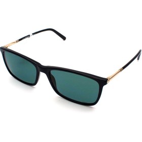 Resim Mont Blanc Erkek Siyah-Altın-Yeşil Policarbon Polarize Cam Selüloz Asetat (Selüloid) Kapalı Çerçeve Dikdörtgen 