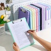 Resim 1 adet Renkli A4 Dosya Klasörü Depolama Kutusu Plaka Klipsi Öğrenci Özel Test Kağıdı Depolama ve Düzenleme Sanatı Büyük Kapasiteli Bilgi Kitabı Konu Sınıflandırma Test Kağıdı Kırtasiye Kutusu 