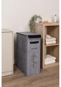 Resim Felted Deri Detaylı Lüks Keçe Çamaşır Sepeti Diğer 