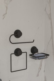 Resim SUNTEL BANYO VE MUTFAK AKSESUARLARI 3'lü Yapışkanlı Banyo Seti - Komple Banyo Organizer set 