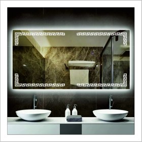 Resim Dnr-Mirror50xDnr-Mirror 70 cm Beyaz Ledli Tasarım Kumlamalı Banyo Aynası Makyaj Aynası Işıklı Ayna 