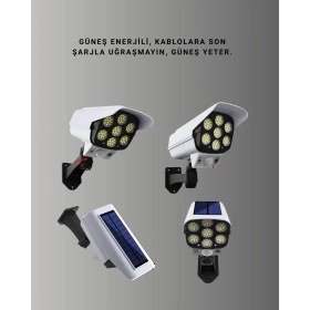 Resim Teknoşık 3 Modlu Güneş Paneli Aydınlatmalı Dış Mekan Güvenlik Işığı - IP65 Su Geçirmez, Pır Sen 