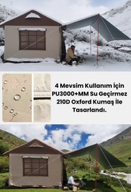 Resim post alley 10-12 Kişilik Baca Çıkışlı Şişme Kamp Çadırı-4 Mevsim 210D Oxford Su Geçirmez-350x350x250 CM 