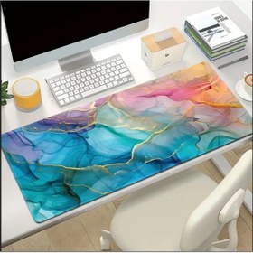 Resim Sge Teknoloji 65x25 Cm Renkli Mermer Temalı Kaydırmaz Taban Speed Yüzey Oyuncu Mouse Pad Gaming 
