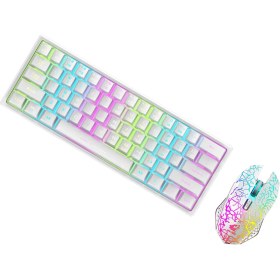 Resim Prettyia 2.4g Kablosuz Klavye + Fare Combo Set Kompakt Tam Boy Beyaz Beyaz (Yurt Dışından) 