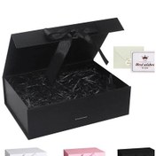 Resim Fochsia Beyaz Manyetik Kapaklı Kurdeleli Tebrik Kartı Konfeti Hediye Kutusu Beyaz 