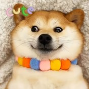 Resim Kediler ve köpekler için renkli tüy yaka - Renkli tüy topu kolye 