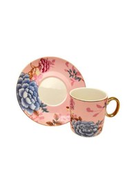 Resim 6 Kişilik Porselen Yaldızlı Kahve Fincanı Bahar Pembe Çiçekli Diğer 