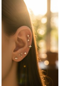 Resim 14 Ayar Altın Piercing Tragus Küpe 