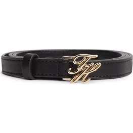 Resim Tommy Hilfiger Kadın Metalik Th Logo Tokalı %100 Deri Siyah Kemer AW0AW18609-BDS 