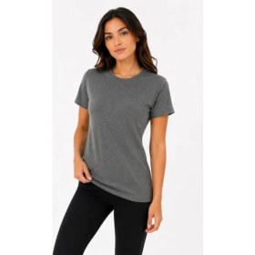 Resim Passense Basic Tişört Bisiklet Yaka Kısa Kol Günlük Yazlık Slim Fit T-Shirt - Antrasit 