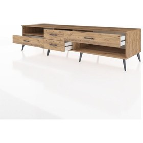 Resim Kronos Tv Ünitesi Tek Raflı 4 Çekmeceli 220x59x51 Çam-çam Atlas Çam/atlas Çam - Atlas Çam 