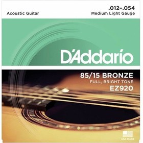 Resim D'addario Ez920 85/15 Bronze Akustik Gitar Teli 012-054 