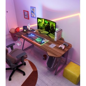 Resim Michael Brean Özel Tasarım 140 cm Oyuncu Masası Bardaklı ve Kulaklık Tutucu Hediye 