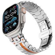 Resim Paslanmaz Çelik Demir Adam Kelebek Toka Metal İzleme Bandı Gümüş Portakal , Boyut:Watch 42mm / 41mm / 40mm / 38mm İçin 
