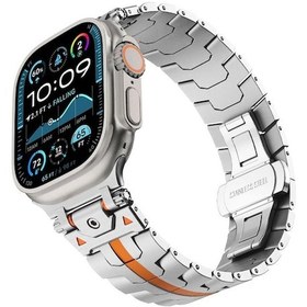Resim Paslanmaz Çelik Demir Adam Kelebek Toka Metal İzleme Bandı Gümüş Portakal , Boyut:Watch 42mm / 41mm / 40mm / 38mm İçin 