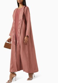 Resim Şık Nakışlı Lohusa Abaya Seti ile Polished Gecenin Zarif Tarzı - Pembe / 55 