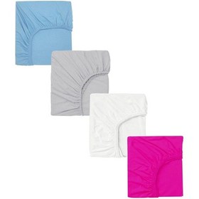 Resim 4 Adet Pamuklu Ve Lastikli 60 X 120 Cm Penye Bebek Çarşaf-mavi-beyaz 
