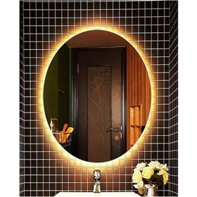 Resim Global Led Mirror 50X70 cm Kumlamalı Elips Ledli Ayna Banyo Aynası Dekoratif Ayna Boy Ayna Salon Duvar Ayna 