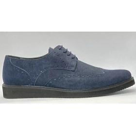 Resim Adnan Shoes Erkek Hakiki Nubuk Deri Lacivert Bağlı Eva Tabanlı Oxford Ayakkabı 