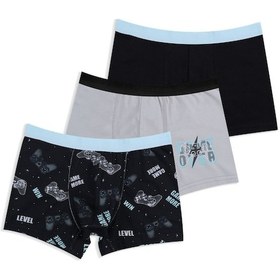 Resim Koza İç Giyim Erkek Çocuk Pamuklu Uzay Baskılı 3'lü Boxer 3053 3053-16 