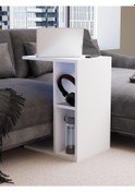 Resim Raflı C Yan Sehpa, %100 Mdf Beyaz & Sonoma/beyaz & Sonoma / Gri Beyaz 