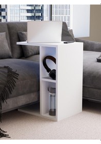 Resim Raflı C Yan Sehpa, %100 Mdf Beyaz & Sonoma/beyaz & Sonoma / Gri Beyaz 