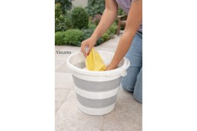 Resim Visluna 12,8 Lt Akordiyon Su Kovası Silikon Katlanabilir Banyo Temizlik Kovası 