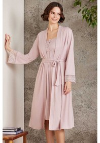 Resim Pierre Cardin 4005 Hamile Lohusa Sabahlıklı Gecelik Takım-pudra 