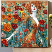 Resim 1 Adet - Gustav Klimt Tarzı DIY Elmas Boyama Seti, DIY 5D Özel Şekilli Kristal Elmas Boyama, Benzersiz Tasarım Stili, Oturma Odası, Yatak Odası, Yemek Odası Duvar Dekoru İçin Uygun, El Yapımı Hediye, Noel, Tatil Dekorasyonu, Çerçevesiz Tuval - 30.0*30.0cm Yeni Elmas Boyama Seti 
