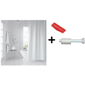Resim Banyo Duş Perdesi 0010 Beyaz 120x200 Perde Borusu Askı Aparatı 90x130 Hediyeli Çok Renkli 