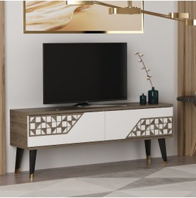 Resim DEMONTE DECOR 2 Kapaklı Toronto Tv Sehpası Ceviz-beyaz 