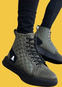 Resim shoecide Bağcıklı Haki Kapitone Yüksek Rahat Taban Erkek Spor Bot 