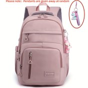 Resim 1pc Kadınlar için Naylon Casual Sırt Çantası - Büyük Kapasite, Düz Renk, Çoklu Bölümlü Seyahat Çantası, Ayarlanabilir Askılar, Fermuar Kapatma, Polyester Astar 