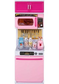 Resim Pembe Tekli Oyuncak Mutfak Seti Mikrodalgalı ve Oyuncak Bulaşık M 
