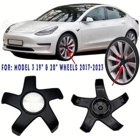 Resim Chuangyinshop Tesla Model 3 2017-2023 19 Ve 20 Jantlar İçin Terela 5 Claw Abs Plastik Siyah Red Aksanlı Kapak 