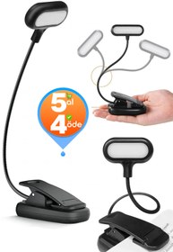 Resim Telvesse Ledli Klipsli Mini Kitap Okuma Lambası Mandallı Pille Çalışan Işık Masa Lambası Kitap Okuma Işığı 