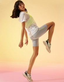 Resim Bisiklet Şortu Sloganlı Neon Biker Tayt 