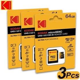 Resim 3 Adet Kodak Mikro Sd Kart Hafıza Kartı 64gb A1 Sdxc Tf Flash Sürücü Ekran K 3pcs 64gb 